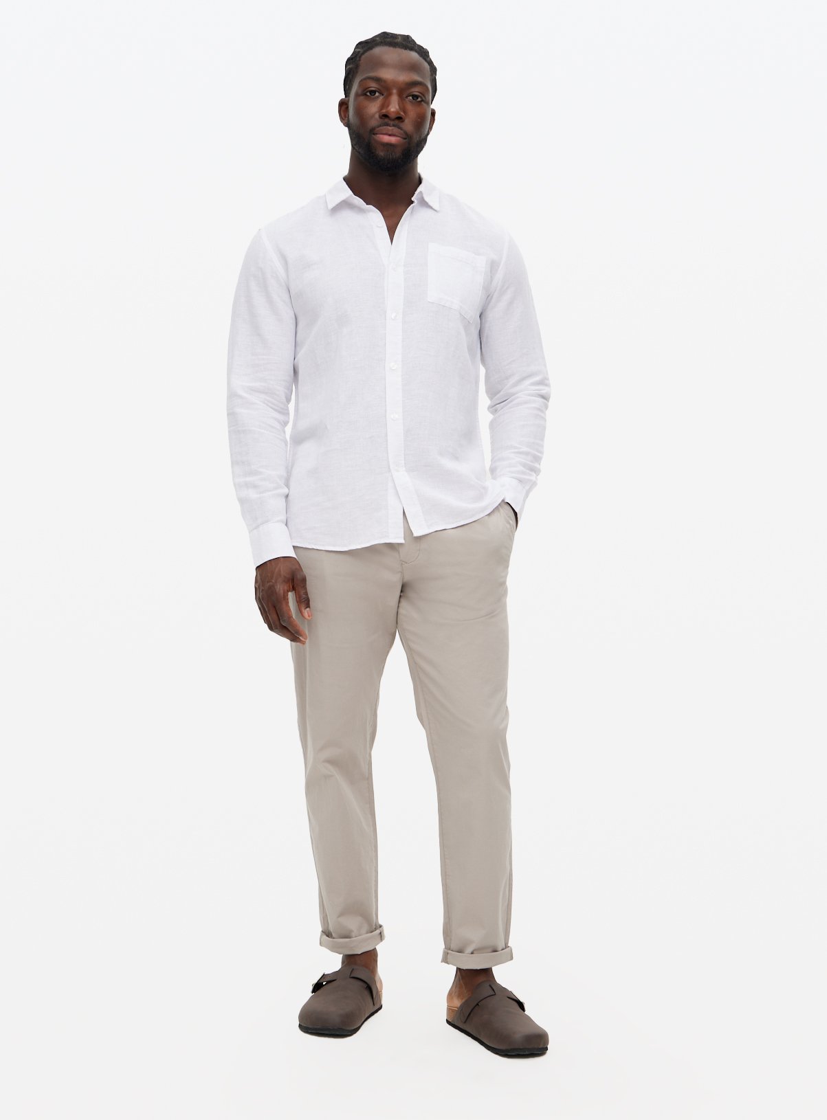 Stone Pleated Detail Chino Trousers  38R - Image 2 thumbnail