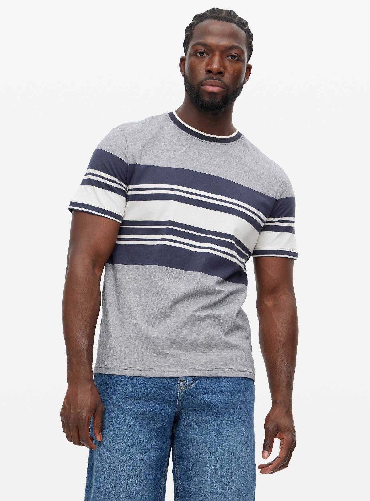 Navy Border Stripe T-Shirt XL - Image 1