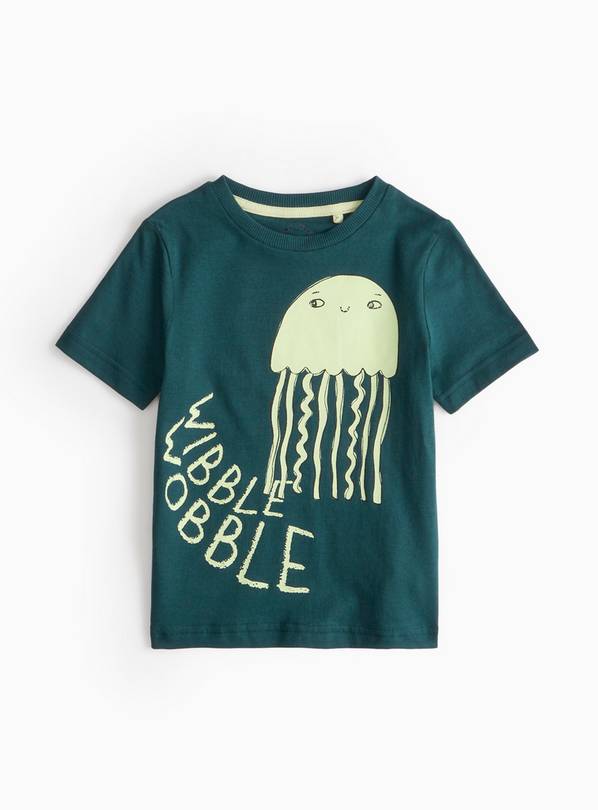Dark Green Jellyfish Graphic Print T-Shirt 4-5 years