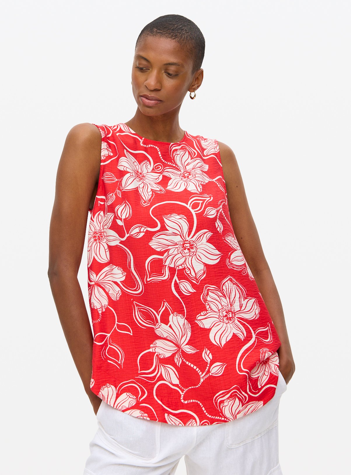 Red Sleeveless Co-ord Shell Top
