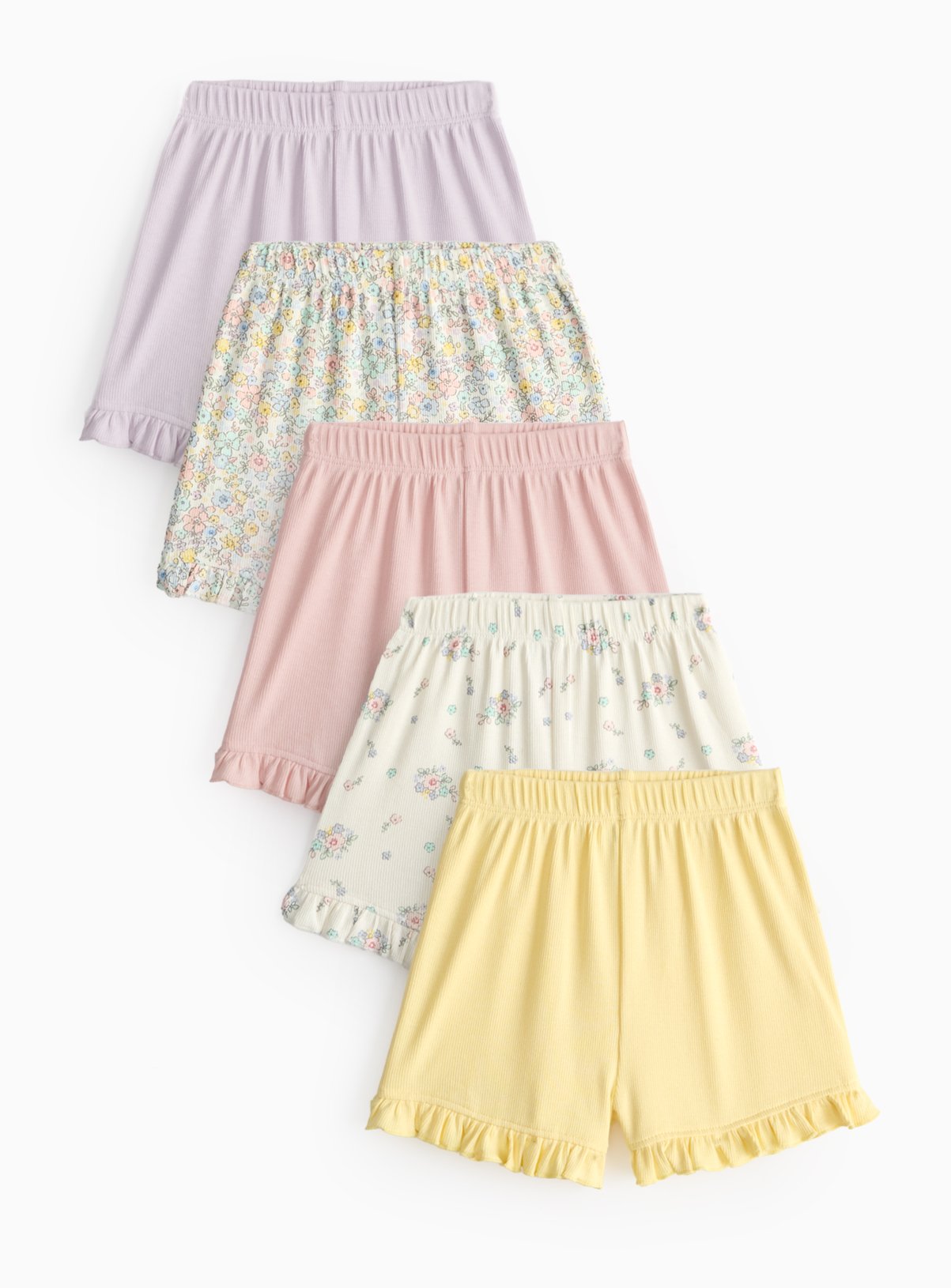 Floral & Pastel Ribbed Shorts 5 Pack (6-9 Months) - Tu by Sainsbury's