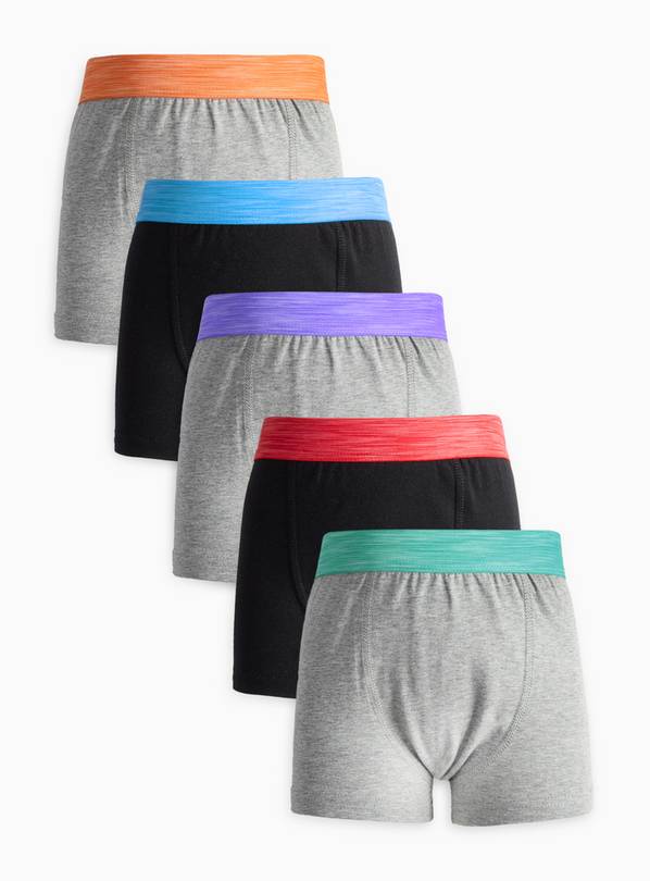 Black & Grey Trunks 5 Pack 12-13 years