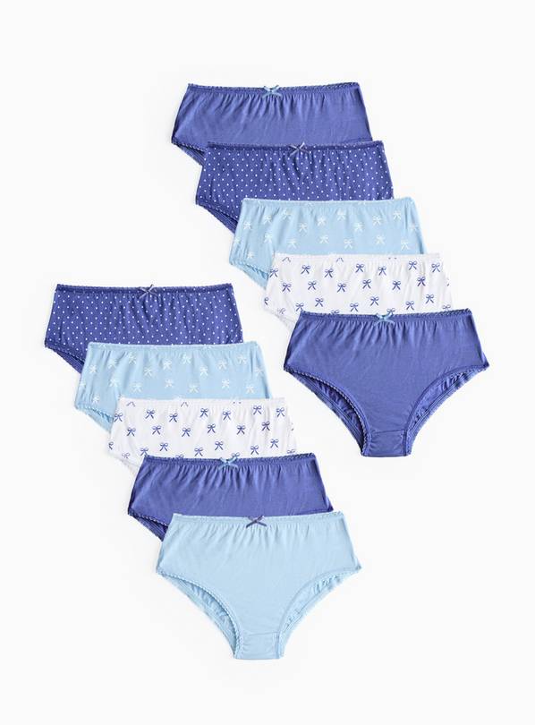 10 Pack Blue Bow Print Briefs 11-12 years