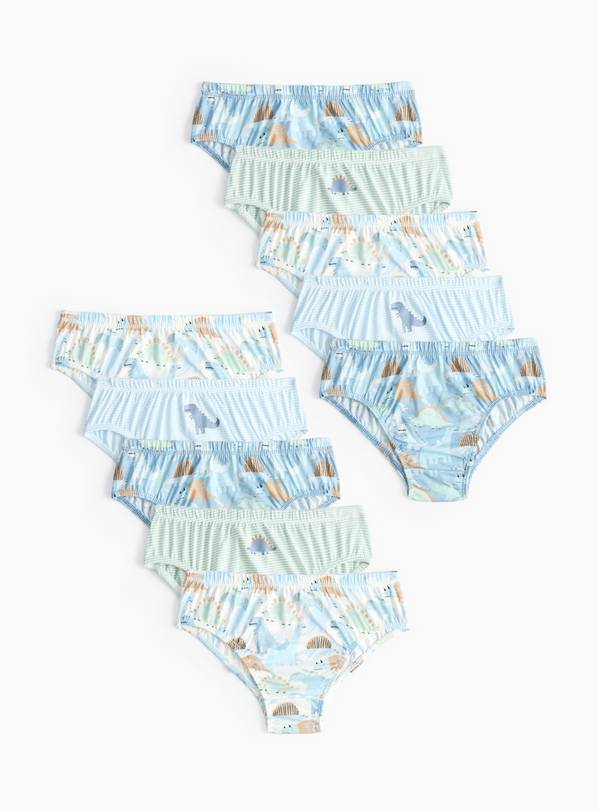 10 Pack Blue Dino Briefs 5-6 years