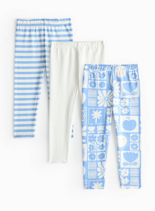 Blue Printed Leggings 3 Pack 1-2 years