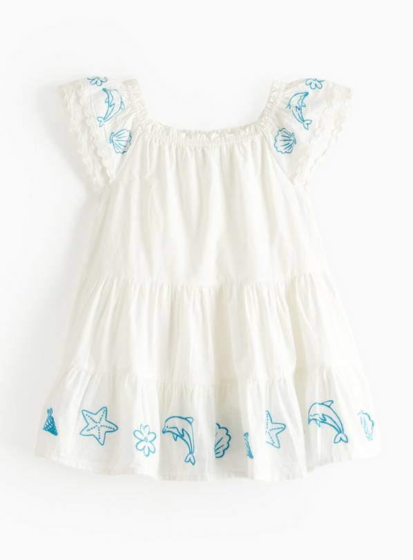 White Embroidered Woven Dress 1-2 years