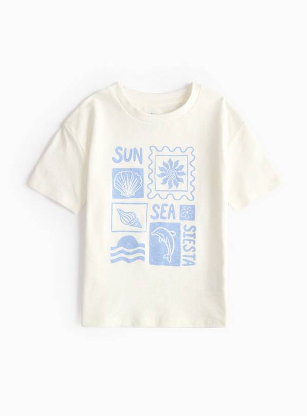 White Sun & Sea Tile Print T-Shirt 1-2 years