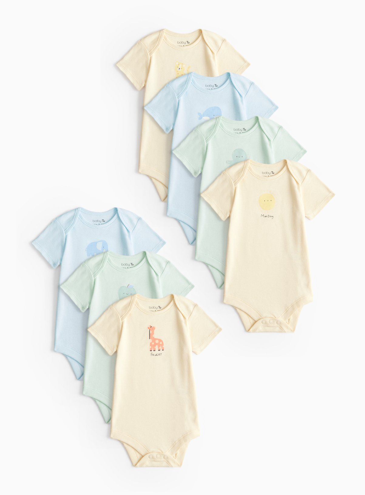 Days Of The Week Print Bodysuit 7 Pack - Tu by Sainsbury's
