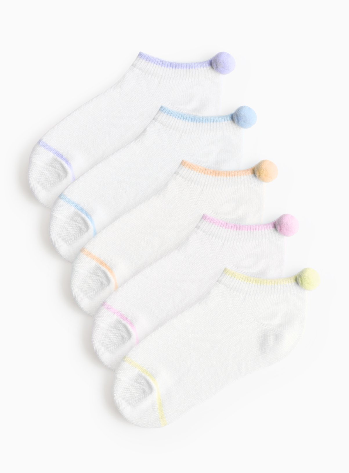 White White Pom Pom Detail Trainer Socks 5 Pack - Tu by Sainsbury's