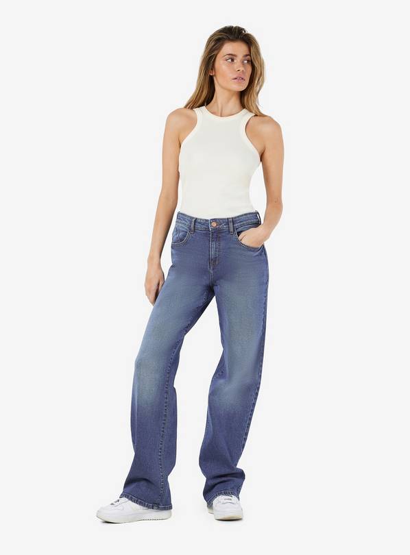 NOISY MAY Mid-Rise Waisted Wide Fit Jeans Blue 25R