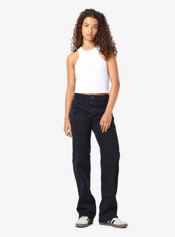 NOISY MAY Mid-Rise Waisted Wide Fit Jeans Black 32R
