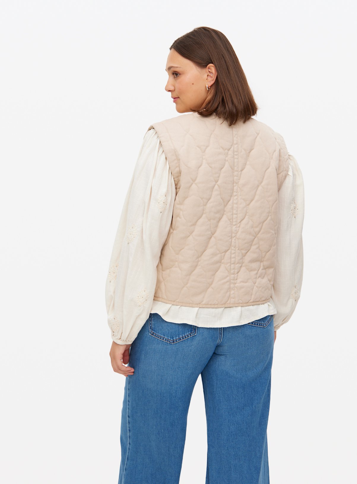 Cream Quilted Tie-Front Waistcoat XL - Image 4 thumbnail