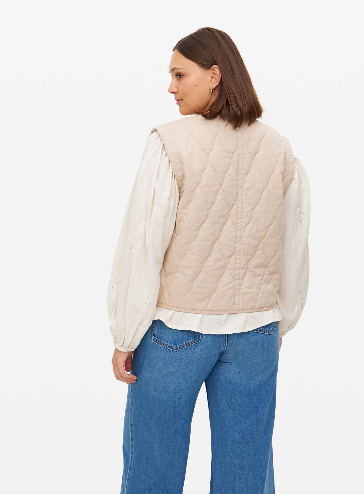 Cream Quilted Tie-Front Waistcoat XL - Image 4