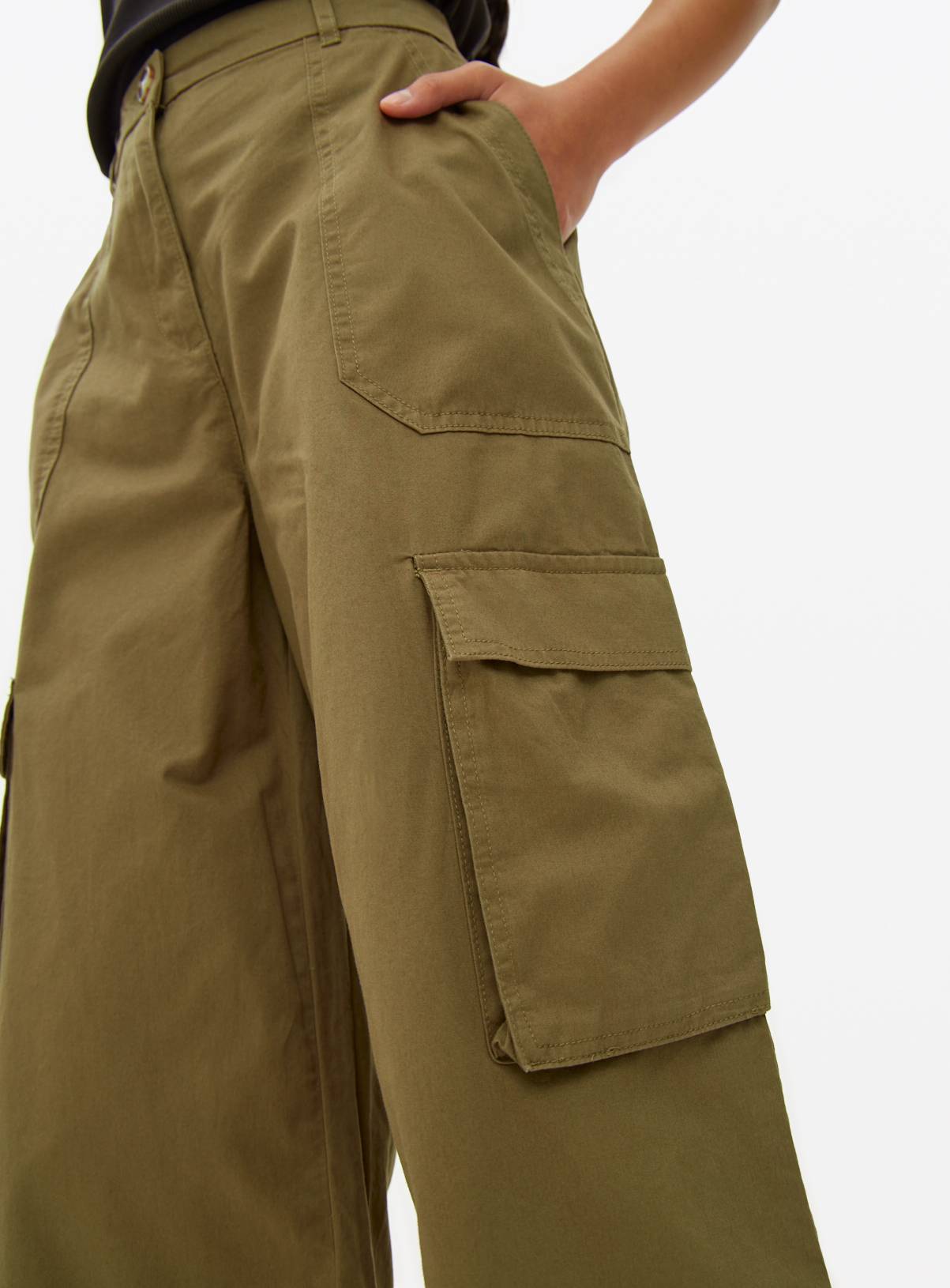 Khaki Poplin Cargo Culottes 24 - Image 2