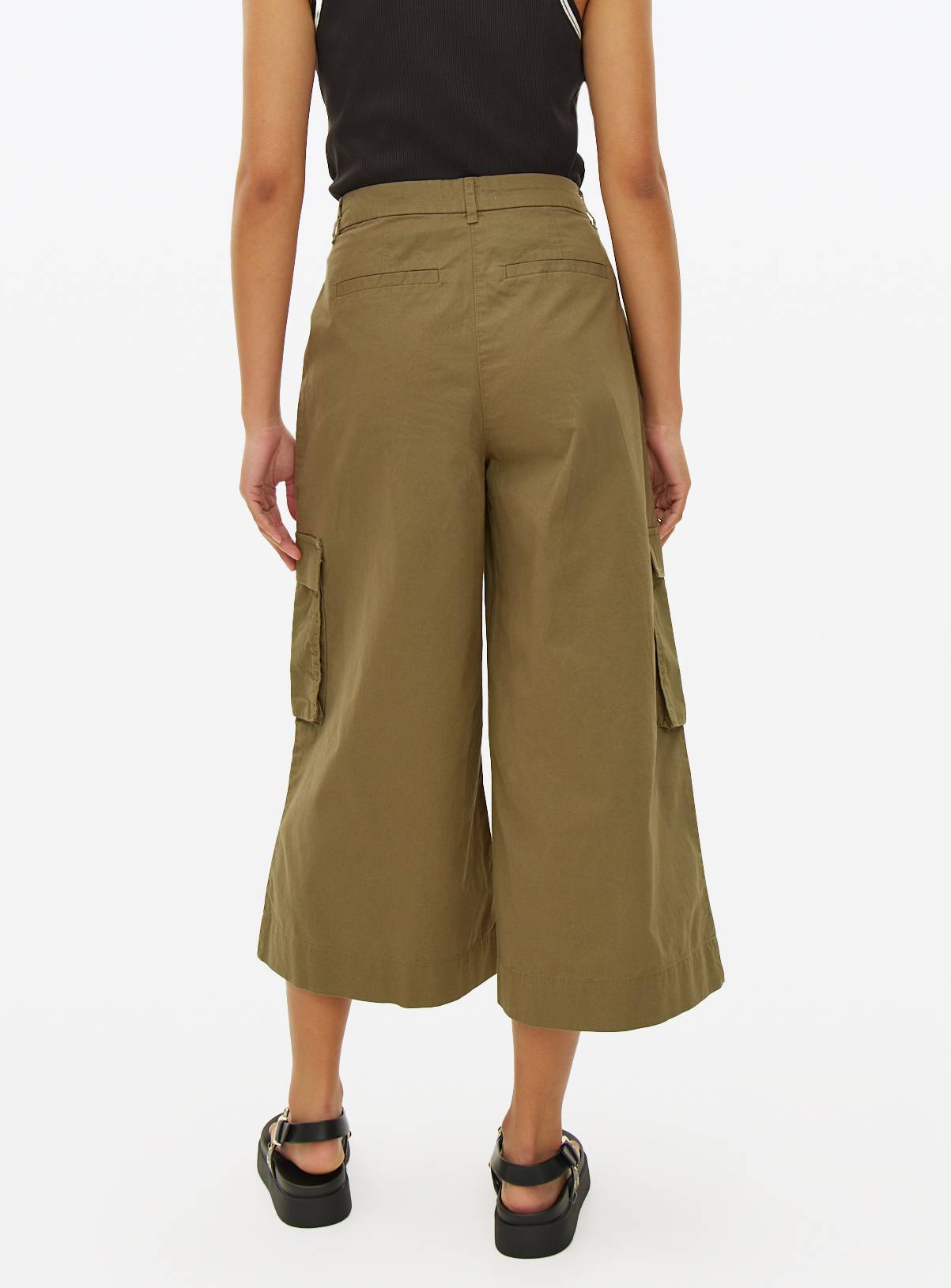 Khaki Poplin Cargo Culottes 24 - Image 4