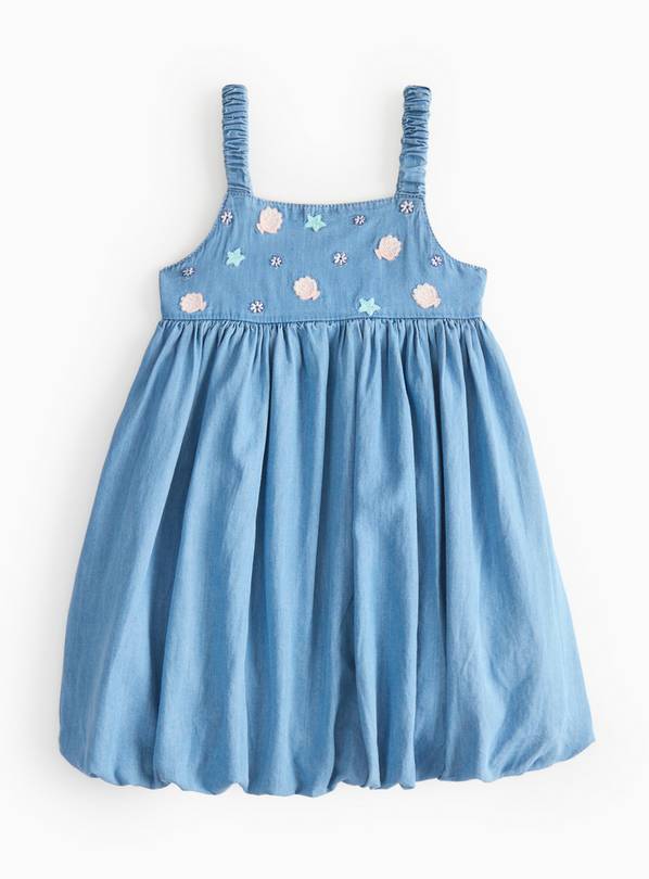 Blue Embroidered Chambray Dress 1-2 years