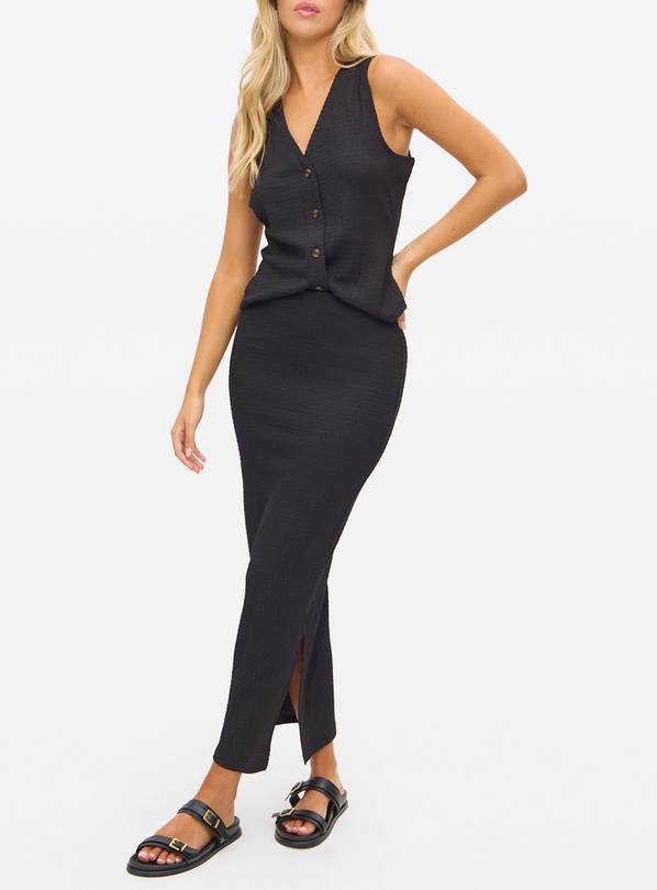 Black Textured Co-ord Midaxi Skirt 12
