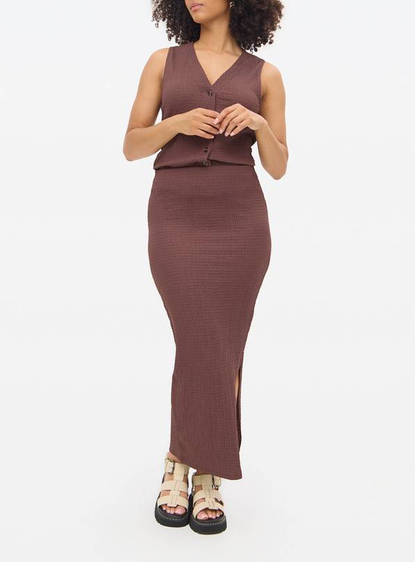 Brown Textured Co-ord Midaxi Skirt 16