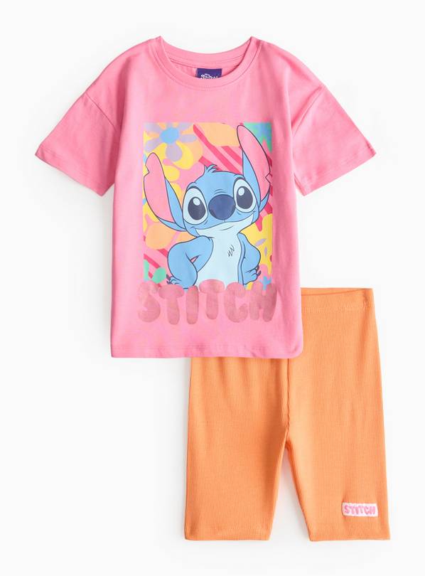 Disney Stitch Print T-Shirt & Cycling Shorts  1-2 years
