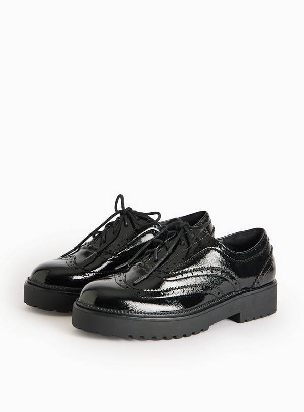 Black Patent Brogue Lace Up Shoes 4