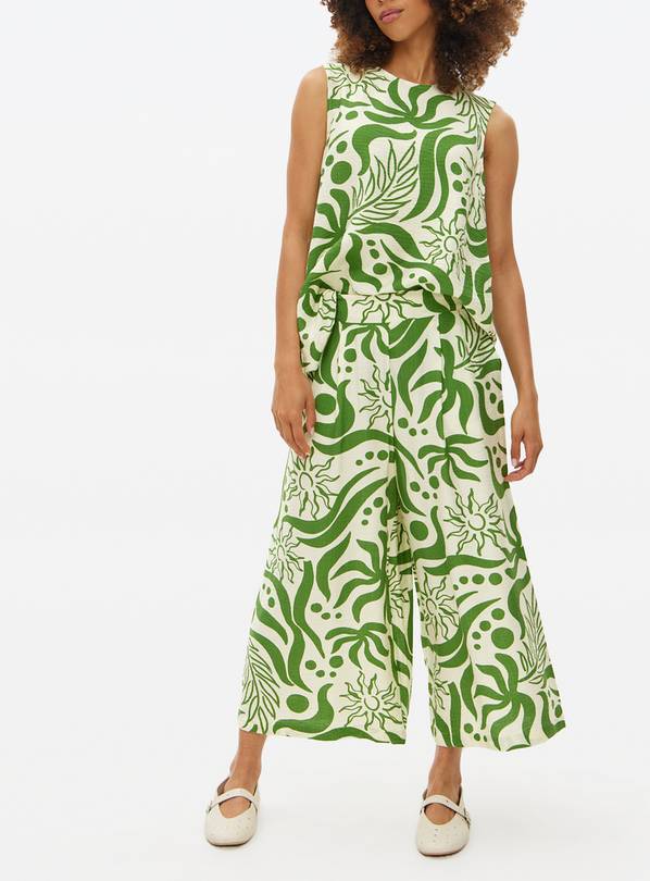 Green Printed Wide Leg Co-ord Culottes  22