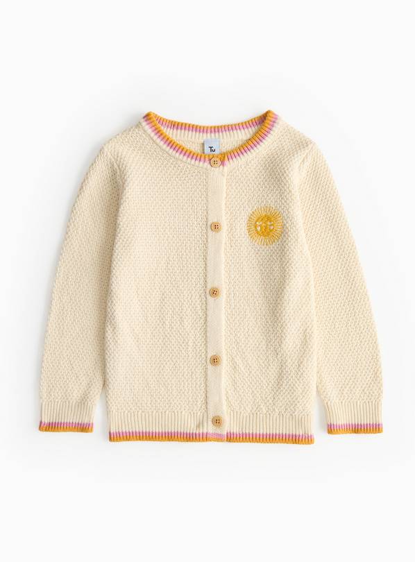 Cream Sun Embroidered Cardigan 1-2 years