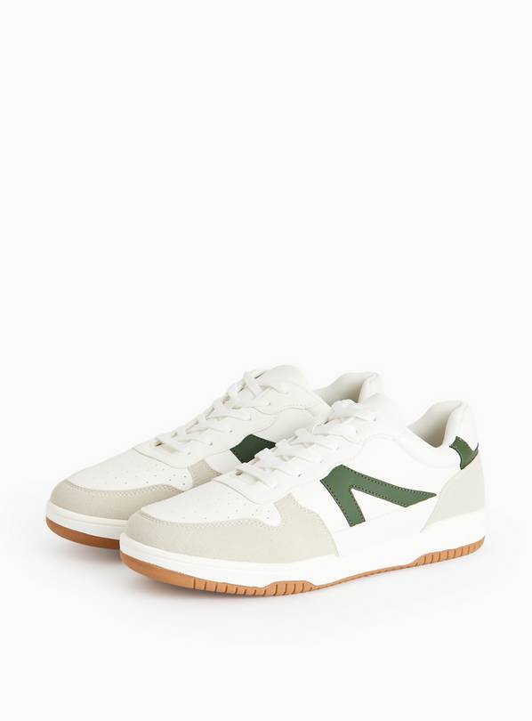 White Faux Leather Court Trainers  9