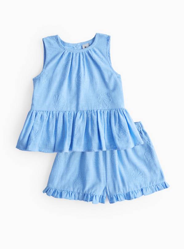  Blue Shell Embroidered Co-ord Set 6-7 years
