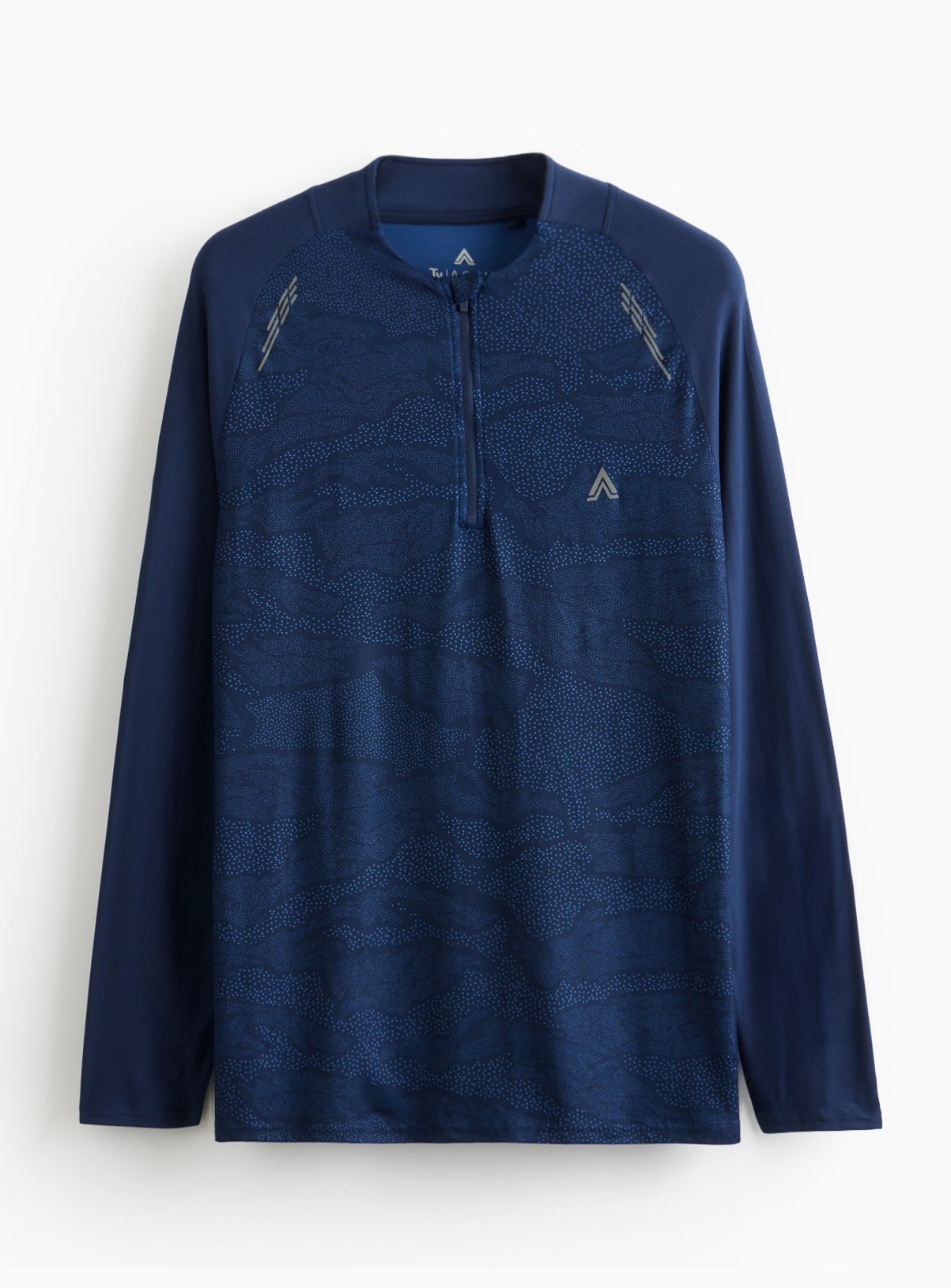 Men's Active Navy Print Half Zip Long Sleeve
