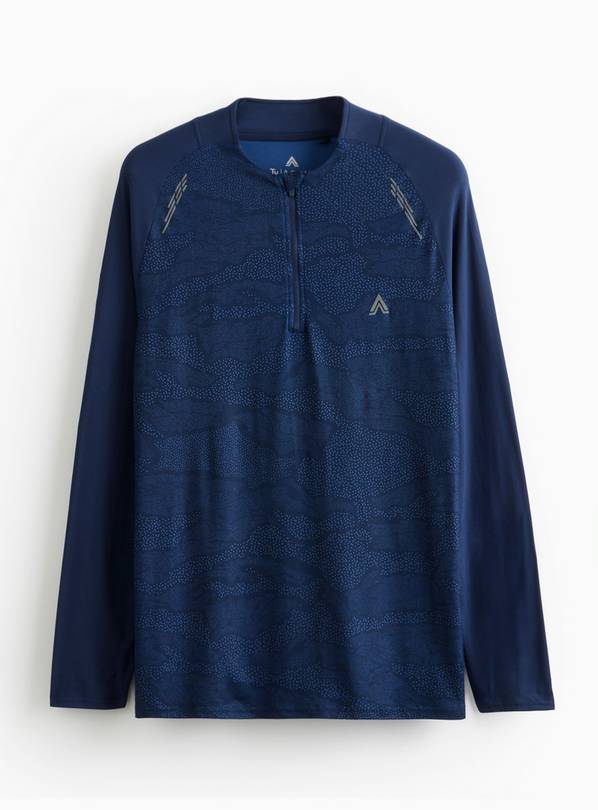  Active Navy Print Half Zip Long Sleeve  M
