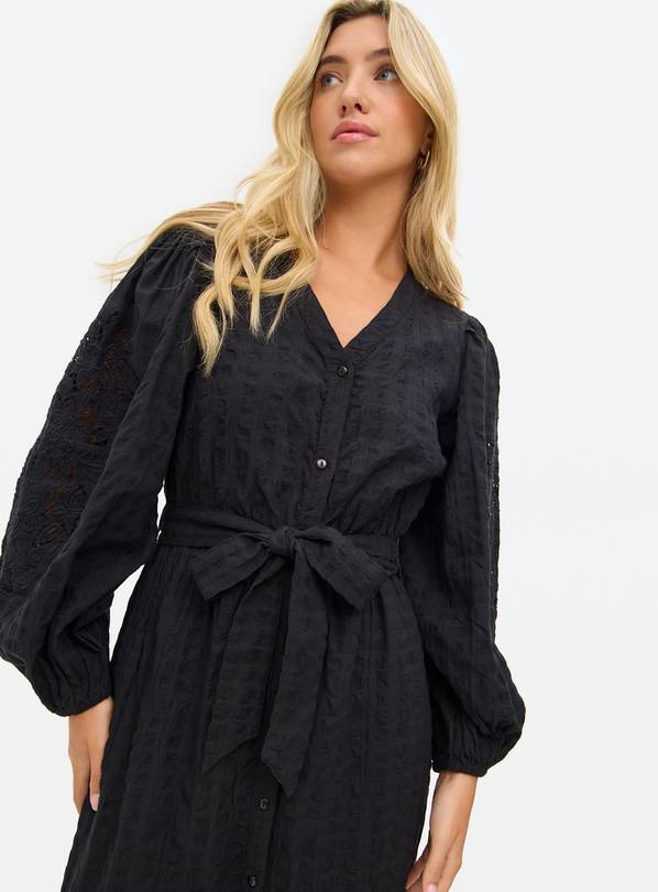 Black Broderie Sleeve Boho Midaxi Dress 16