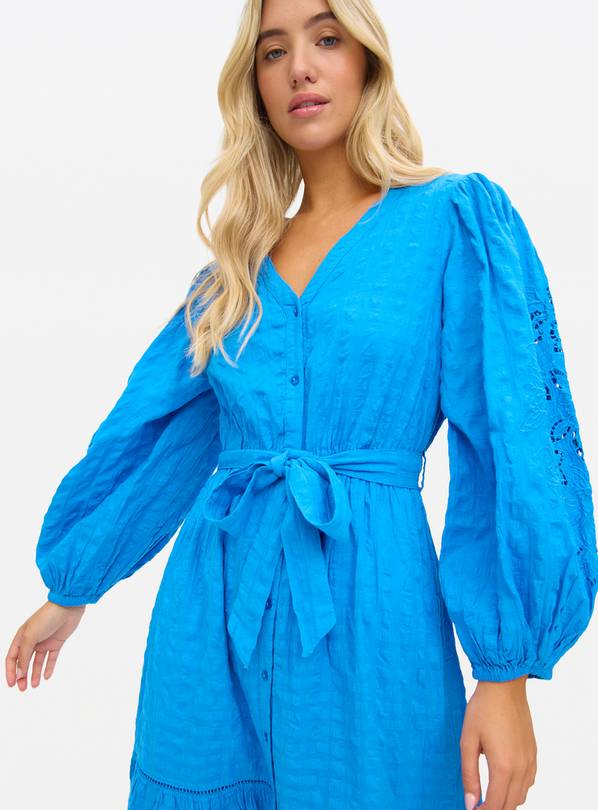Blue Broderie Sleeve Boho Midaxi Dress 14