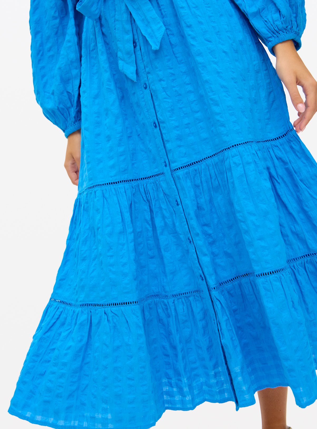 Blue Broderie Sleeve Boho Midaxi Dress 14 - Image 3 thumbnail