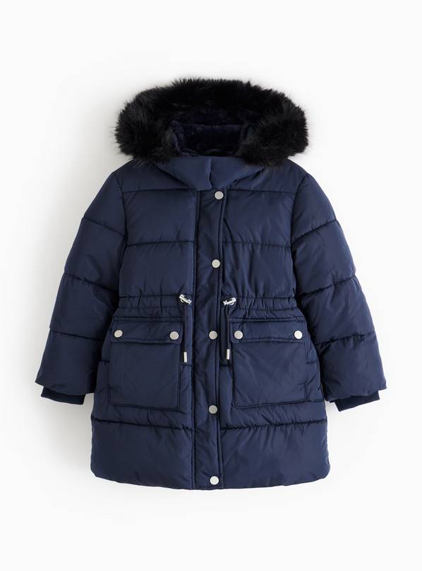 Navy Hooded Longline Puffer Coat 15-16 years