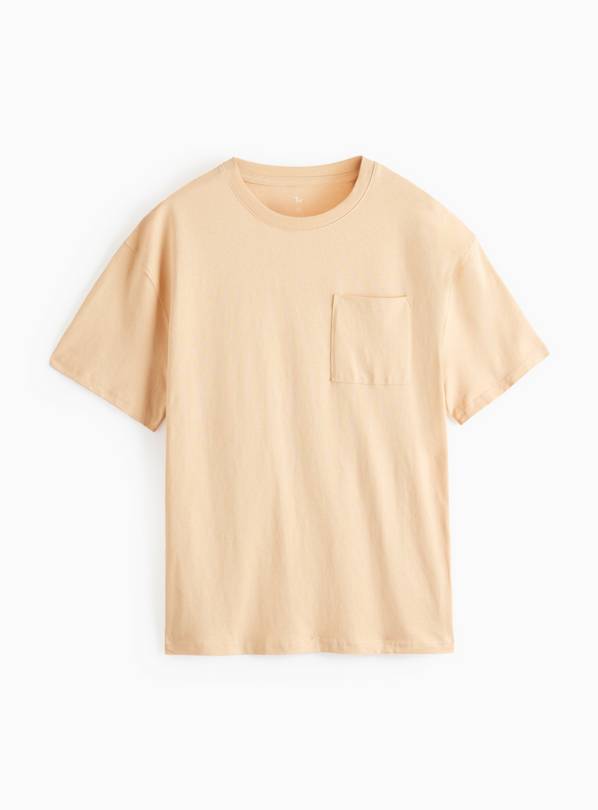 Beige Pocket Relaxed Crew T-Shirt L