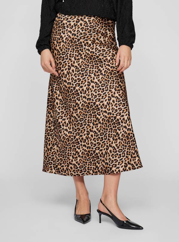 VILA Satin Midi Skirt Leopard 14