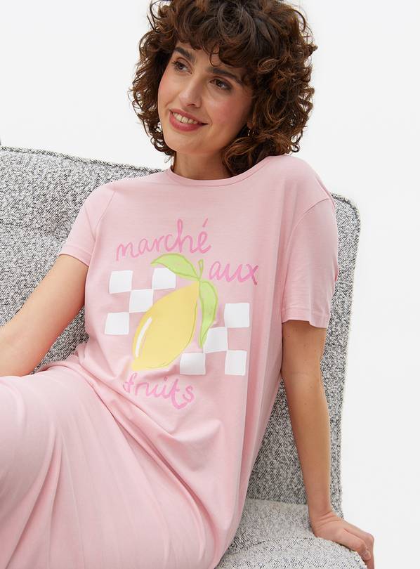 Pink Marché Aux Fruits Slogan Nightdress M