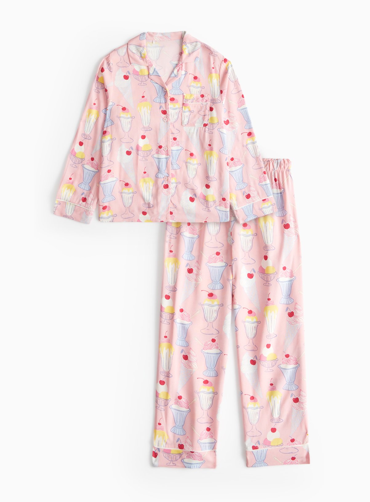 Pink Pink Ice Cream Sundae Traditional Pyjamas (12-13 Years) - Tu by Sainsbury's