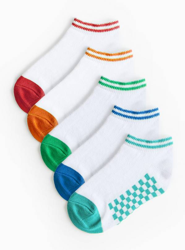 Chequered Footbed Trainer Socks 5 Pack 4-6.5