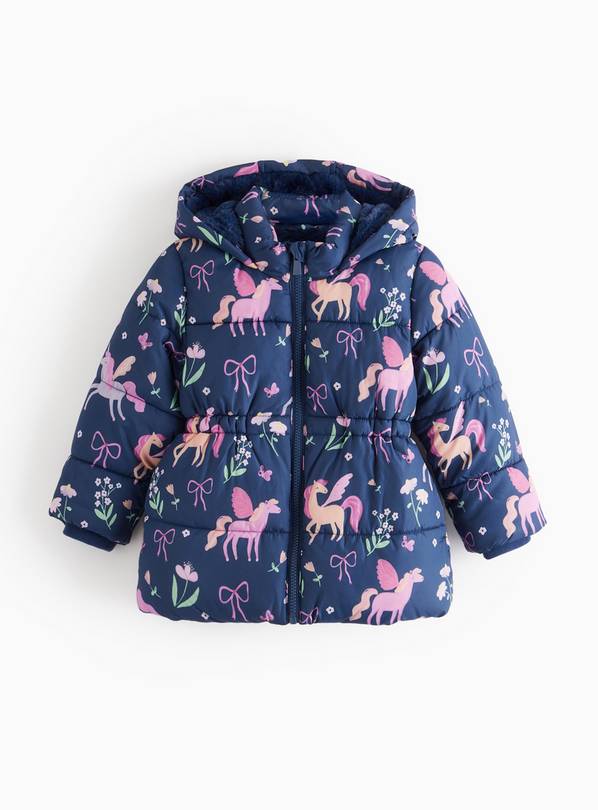 Navy Longline Padded Puffer Coat 4-5 years
