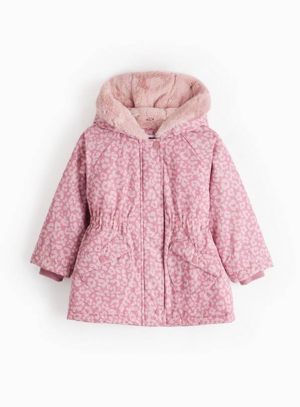 Pink Leopard Printed Parka Coat 2-3 years