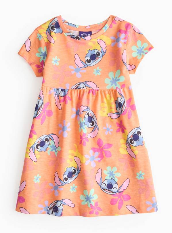 Disney Stitch Print Orange Jersey Dress 1-2 years