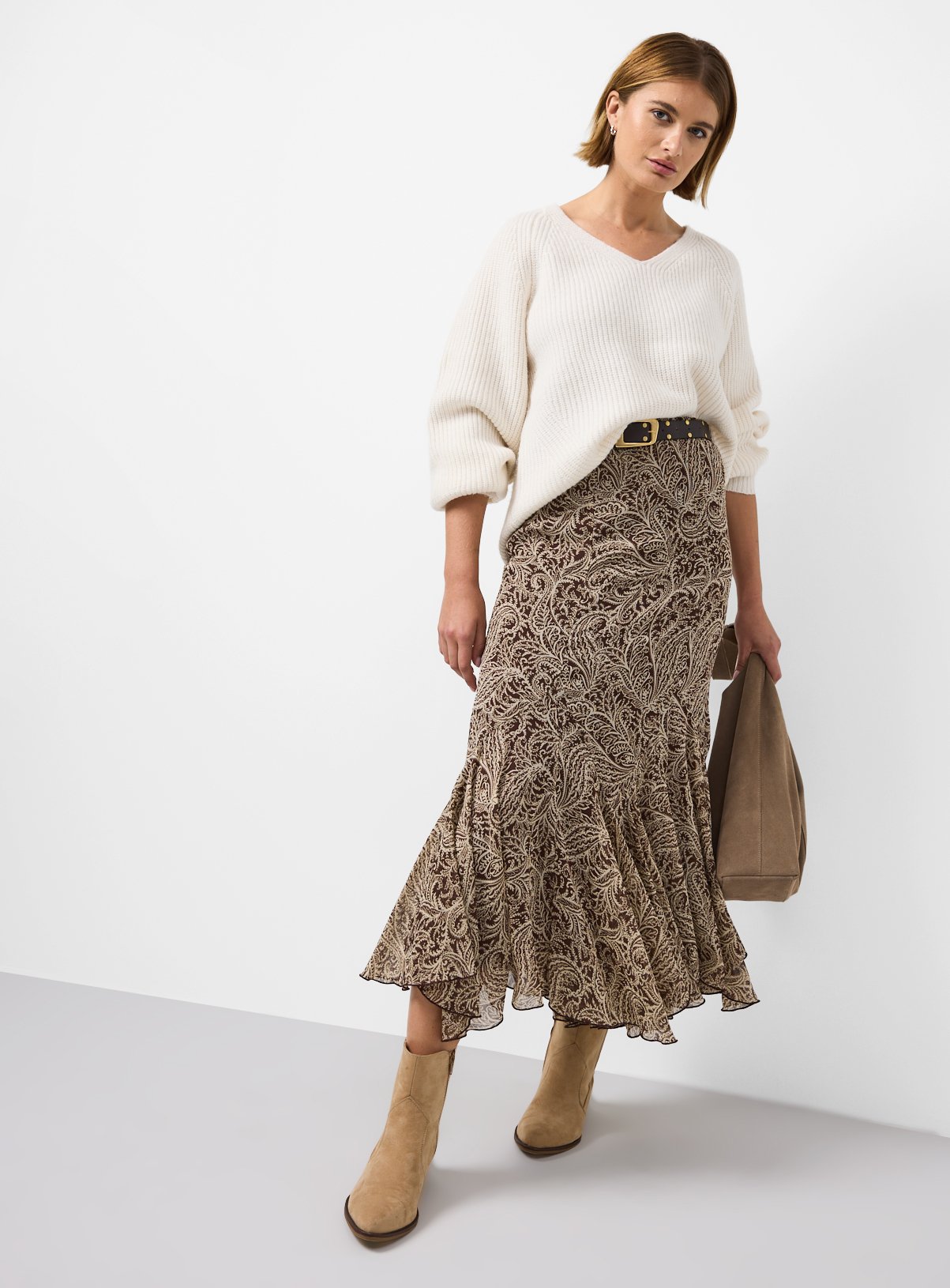 Cream V Neck Knitted Jumper 24 - Image 2 thumbnail