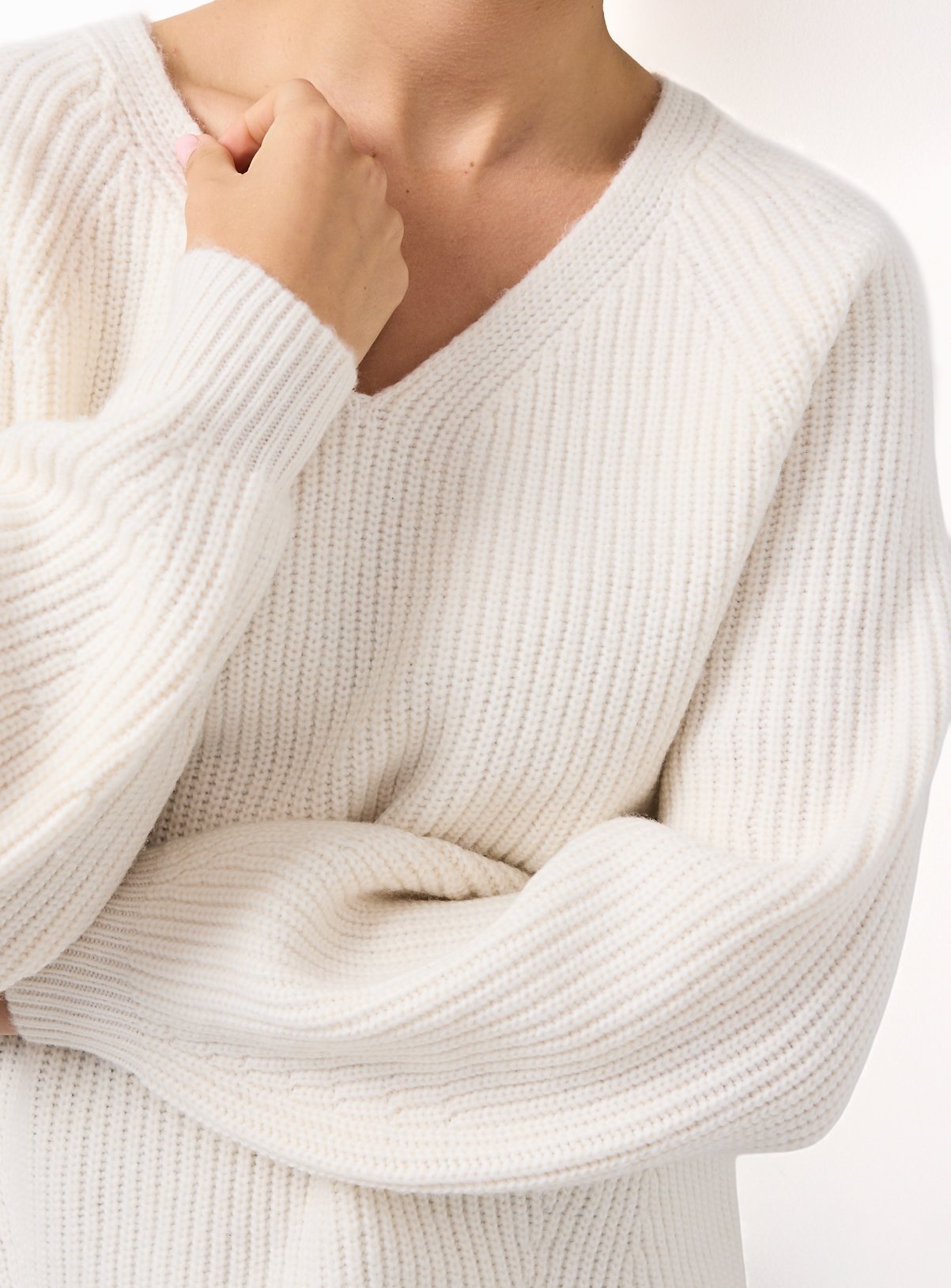 Cream V Neck Knitted Jumper 24 - Image 3 thumbnail