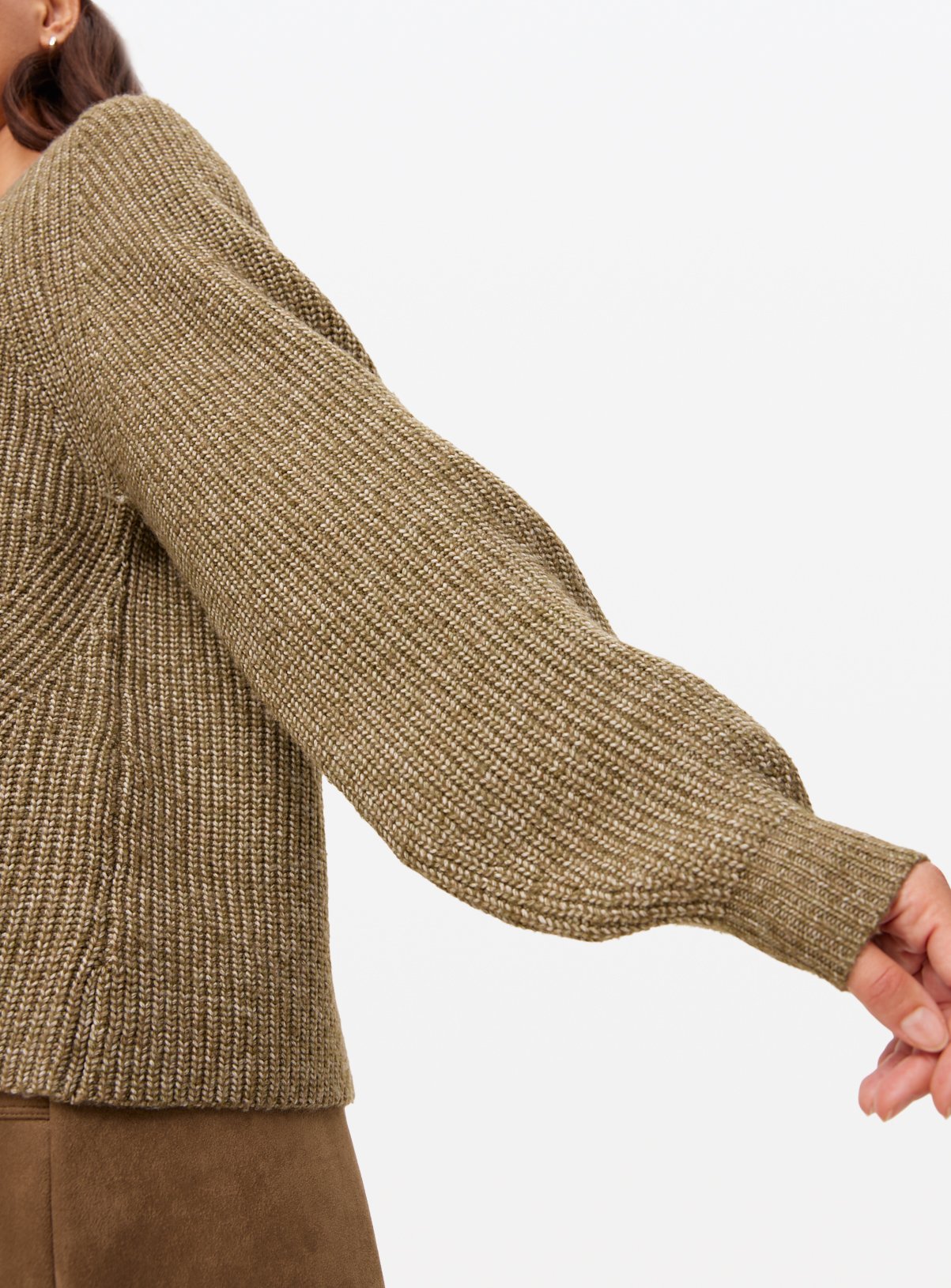 Khaki V Neck Knitted Jumper 22 - Image 3 thumbnail