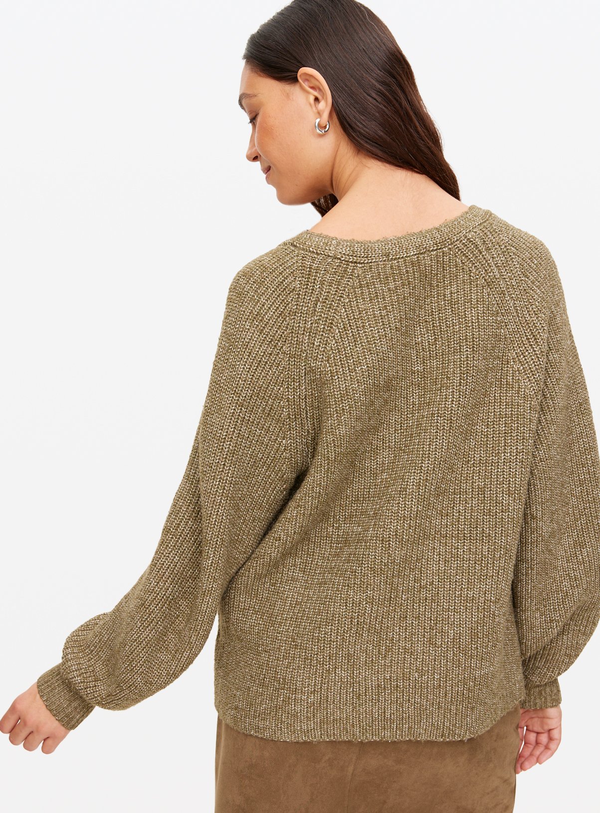 Khaki V Neck Knitted Jumper 22 - Image 4 thumbnail