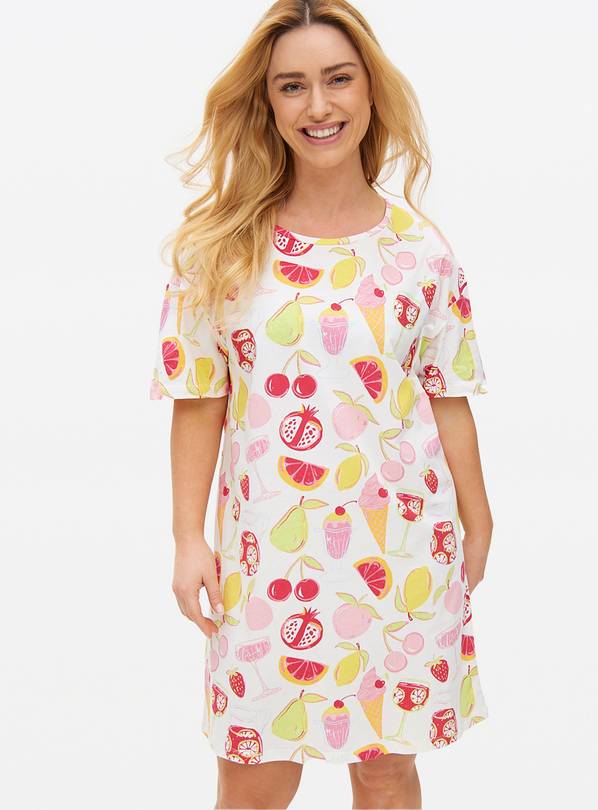 Cream Fruit Print Nightdress S