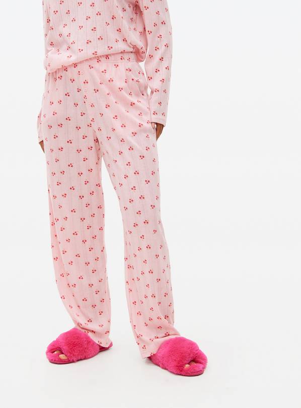 Pink Strawberry Print Pointelle Co-ord Pyjama Bottoms M