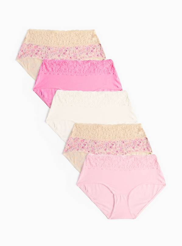5 Pack Pink Ditsy Floral Midi Knickers 16