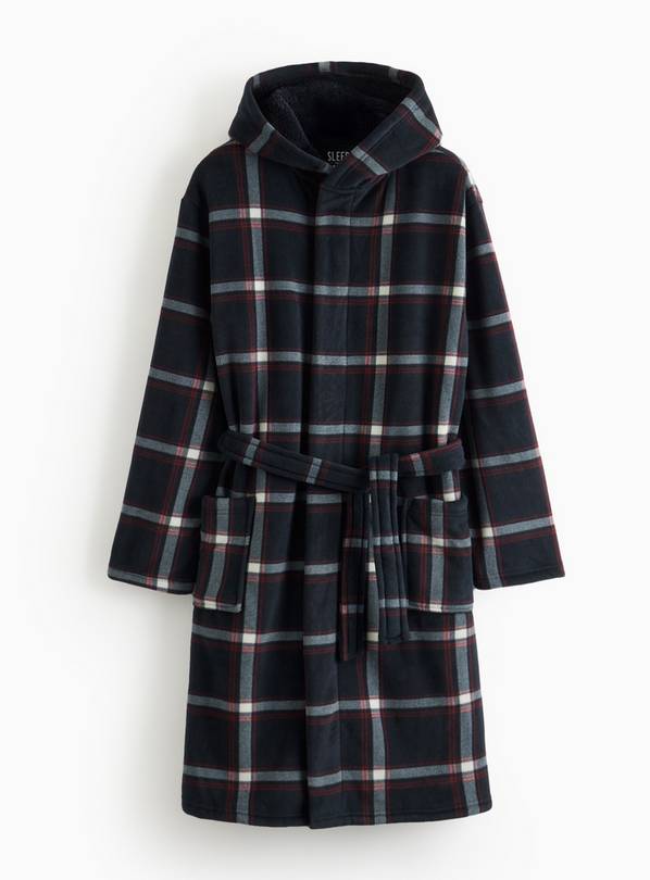 Check Print Bonded Dressing Gown L